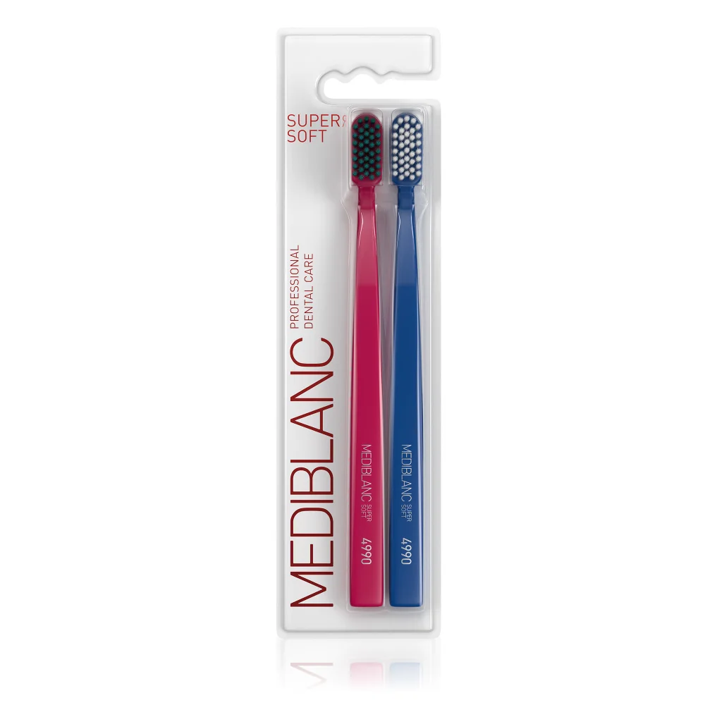 MEDIBLANC Zubní kartáček Super Soft 2 ks růžová + modrá