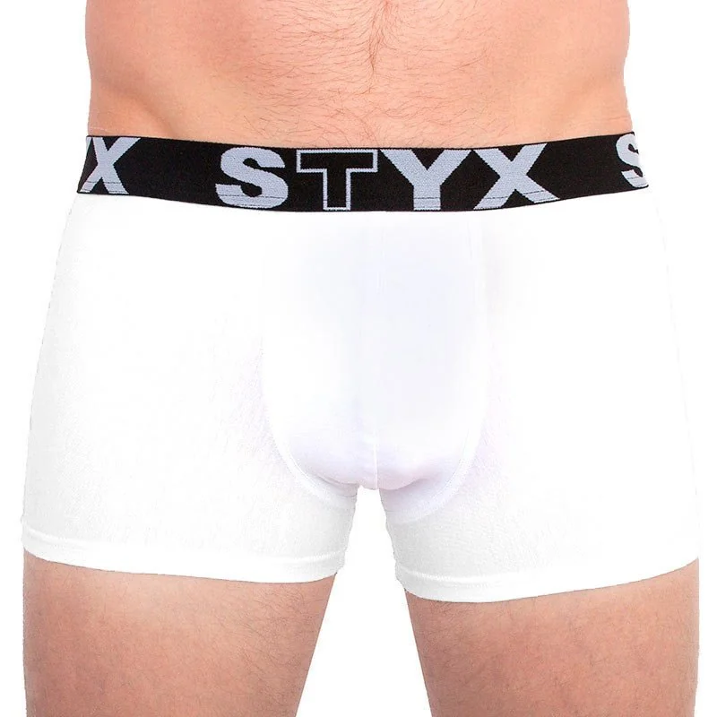 Styx 3PACK pánské boxerky sportovní guma nadrozměr bílé (R10616161) 3XL