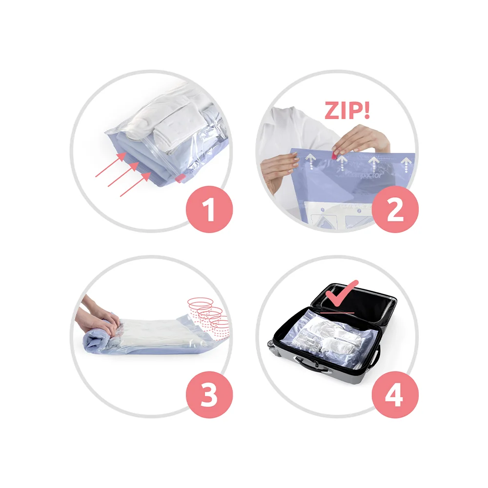 Compactor Jet Roll Bags M 45 x 65 cm 30 litrů cestovní vakuové pytle 2 ks
