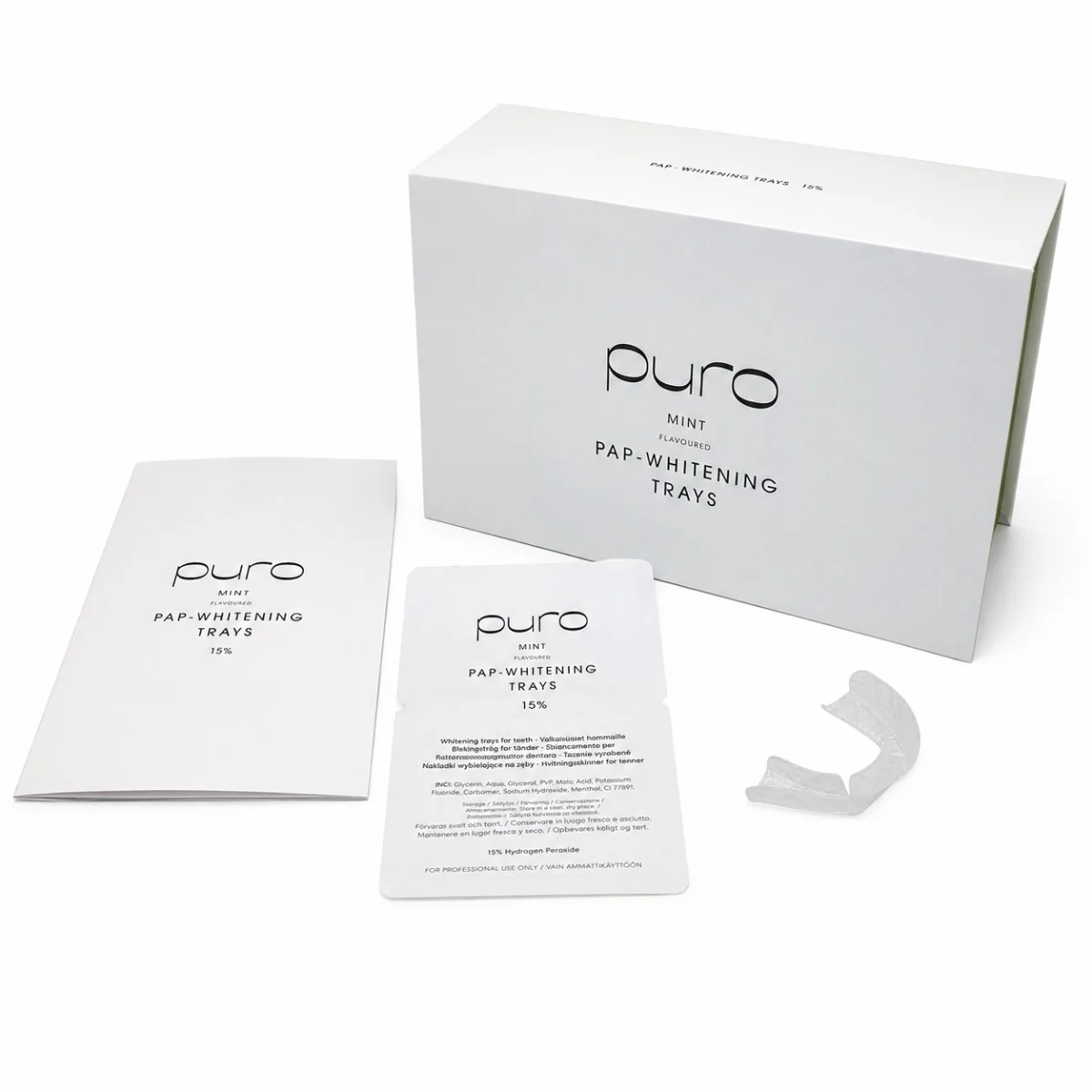 PURO PAP Whitening Trays Mint 15% sada pro domácí bělení 5 párů