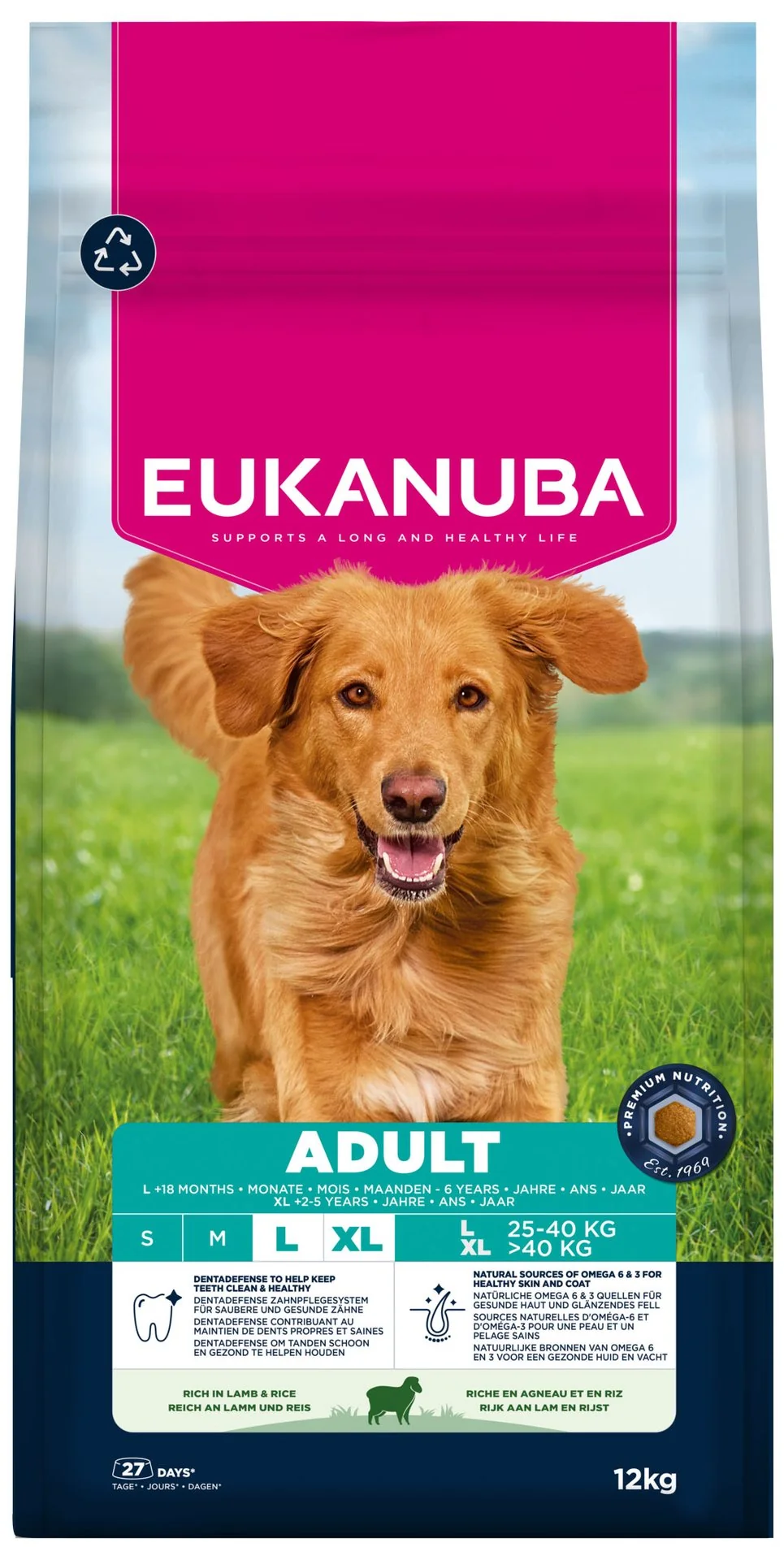 Eukanuba Krmivo Adult Large rich in lamb and rice 12kg