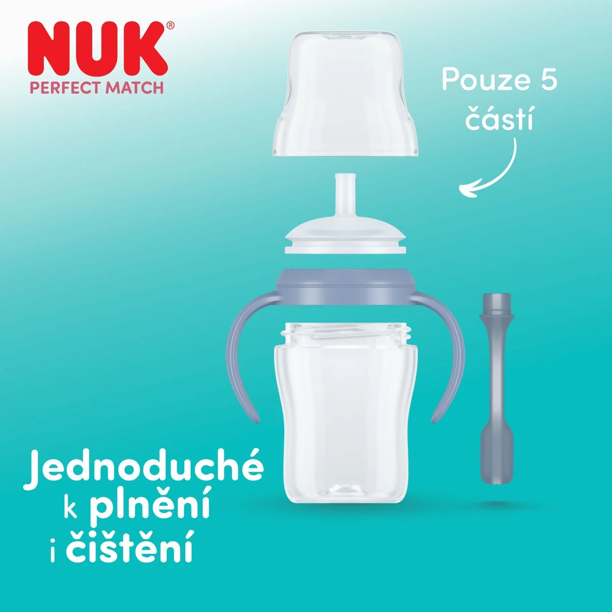NUK Perfect Match Láhev na učení s brčkem 8m+ 150 ml 1 ks pengu