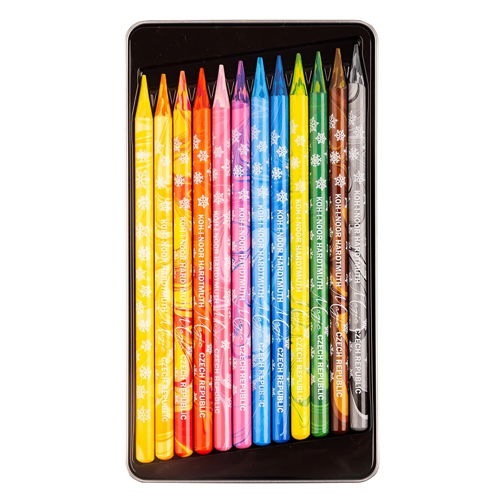 KOH-I-NOOR PROGRESSO MAGIC 8772/12 - pastelky v laku v plechovém pouzdře - 12 ks