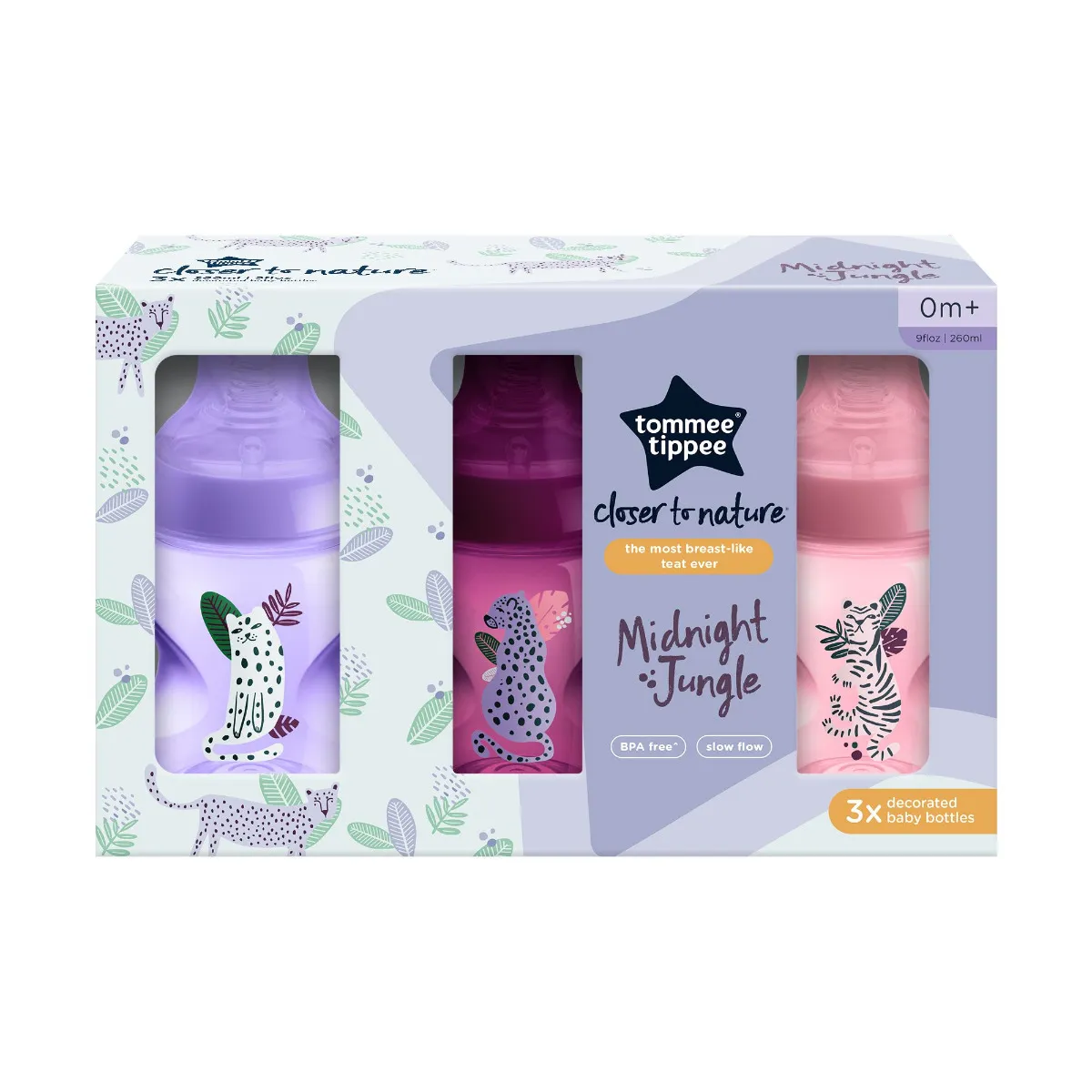 Tommee Tippee Kojenecká lahev ANTI-COLIC Pomalý průtok Kindness 0m+ 260 ml 3 ks