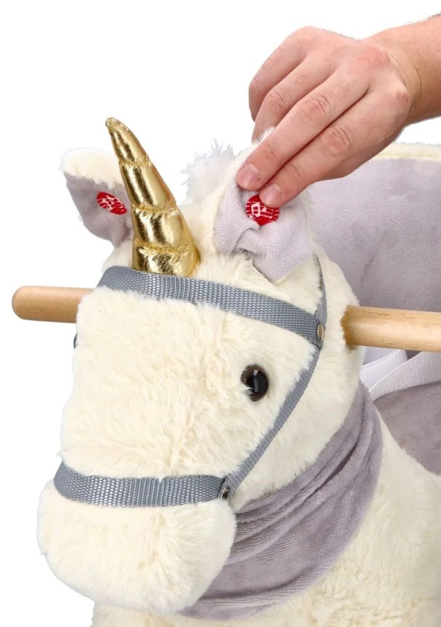 Adam Toys Houpací jednorožec se sedačkou,  kolečky, cream