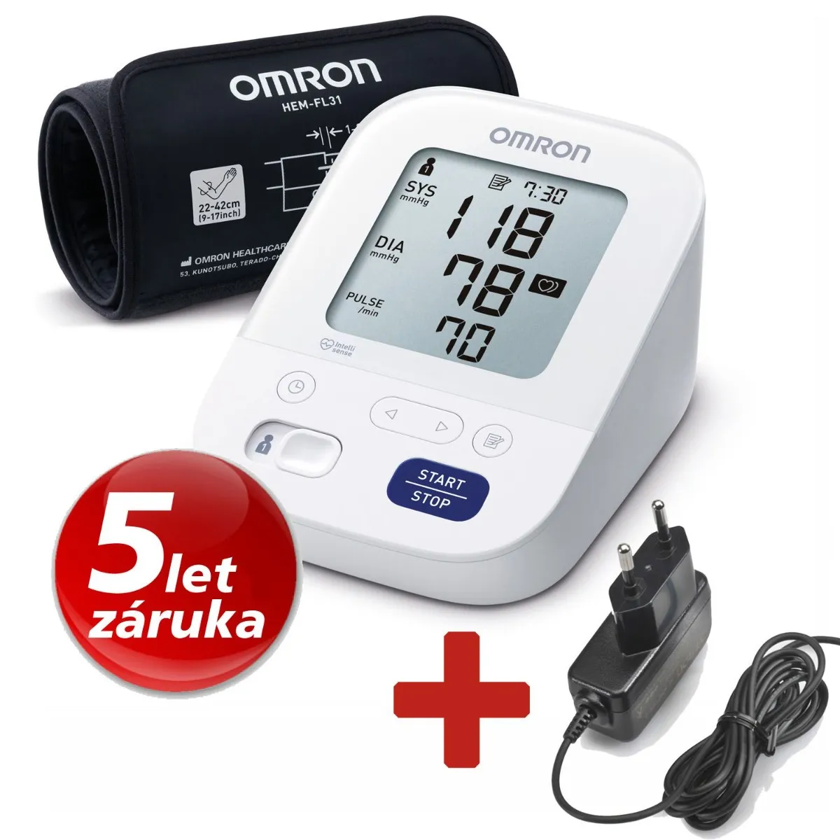 Omron M400 Comfort digitální tonometr + síťový zdroj