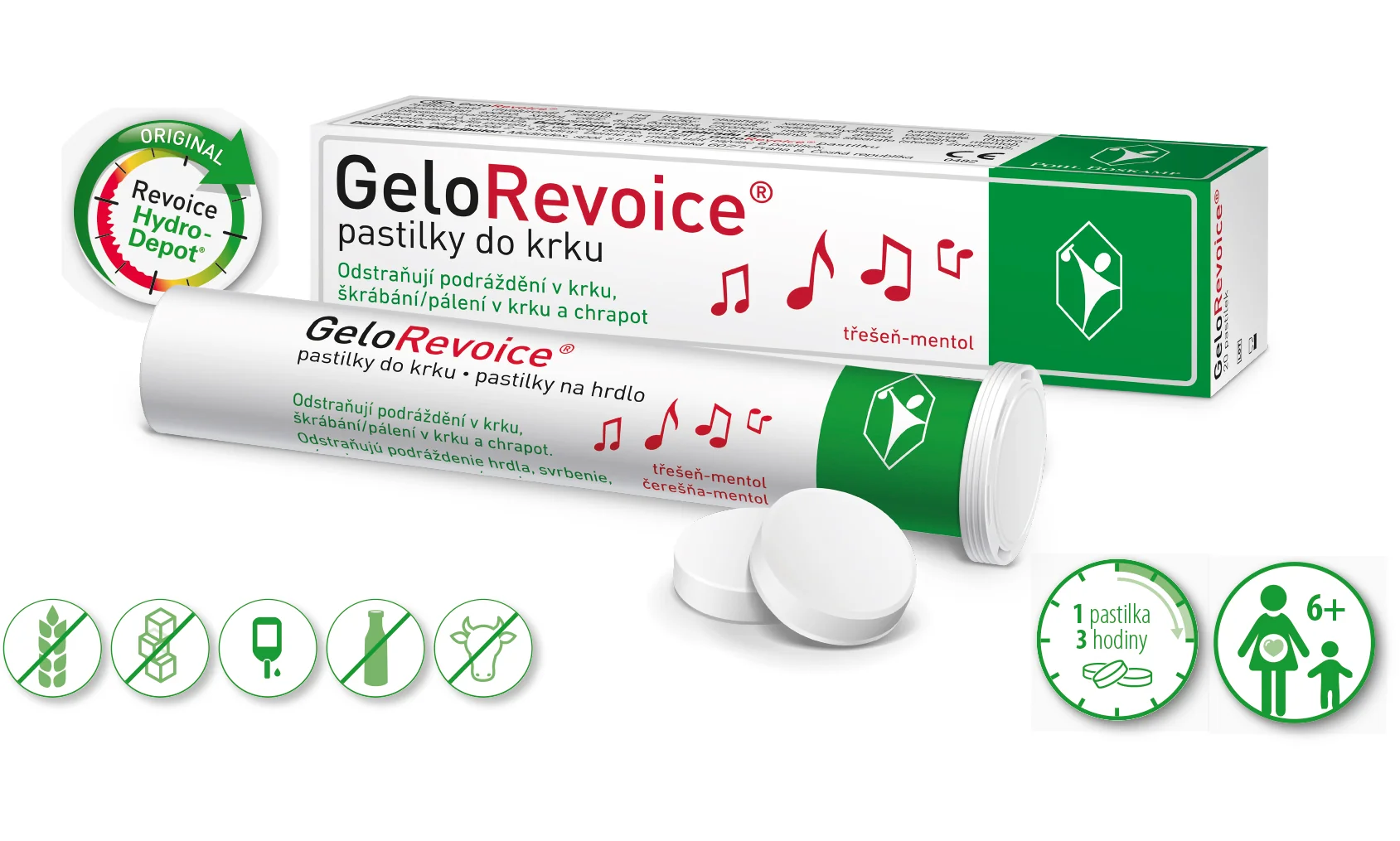 GeloRevoice Třešeň - mentol pastilky do krku 20 ks