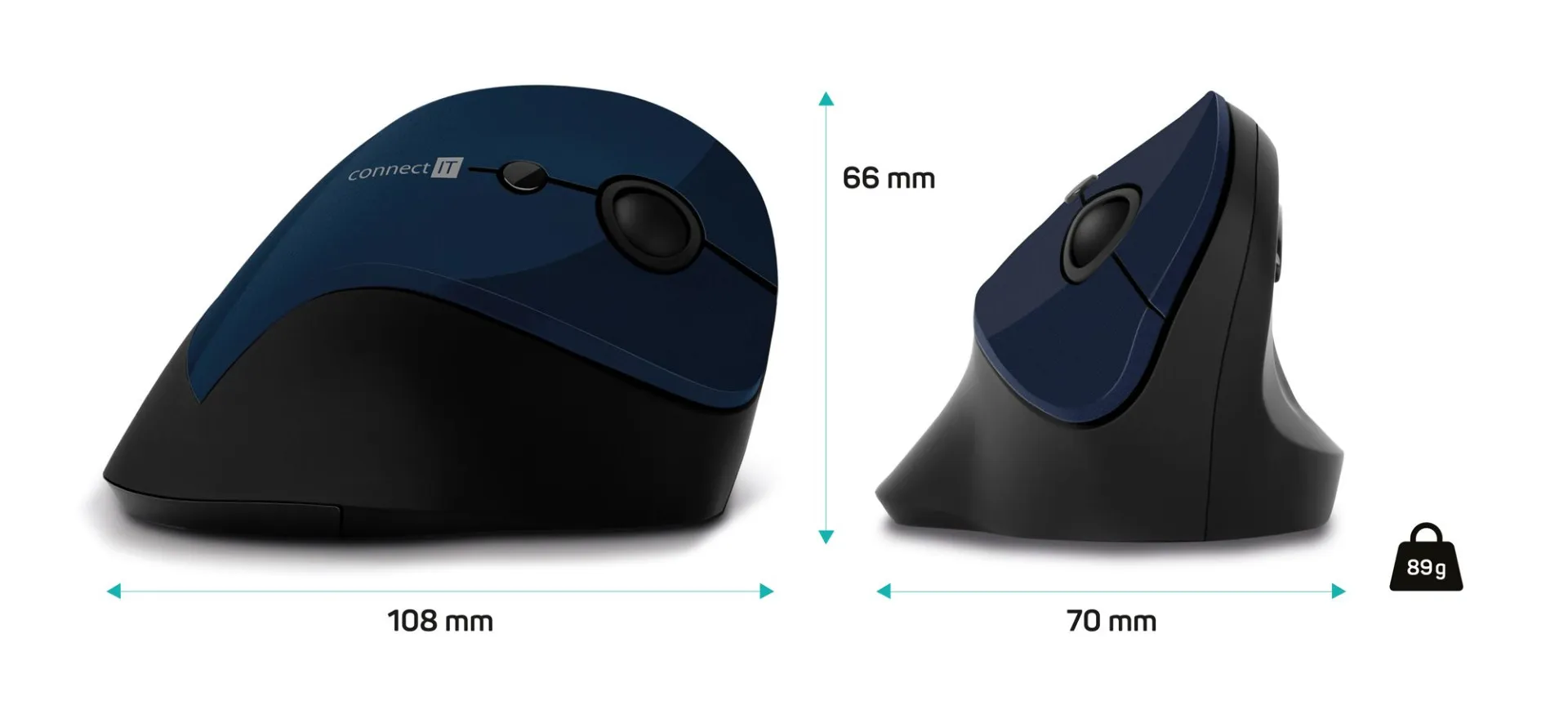 Connect IT CMO-2700-BL ergonomická vertikální myš modrá