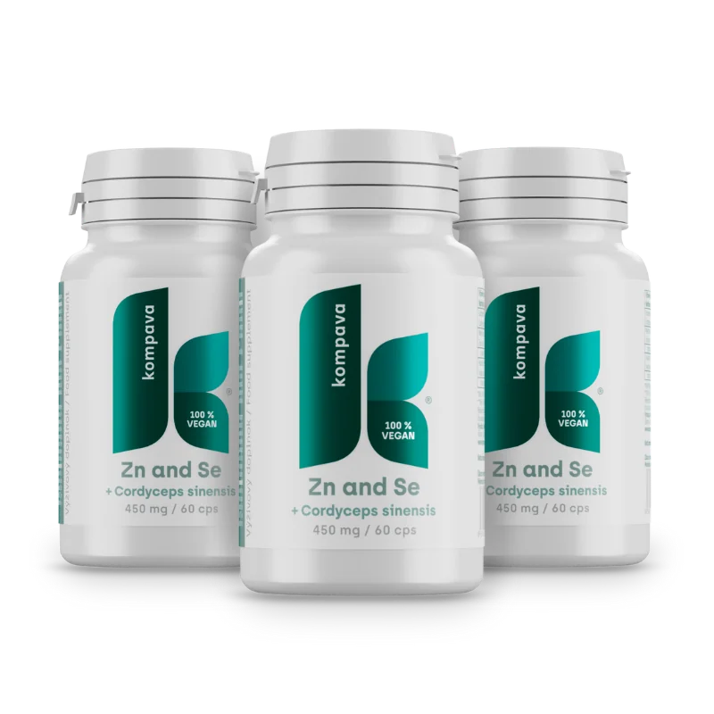 KOMPAVA Zinek a selen CORDYCEPS SINENSIS 450 mg / 60kapslí