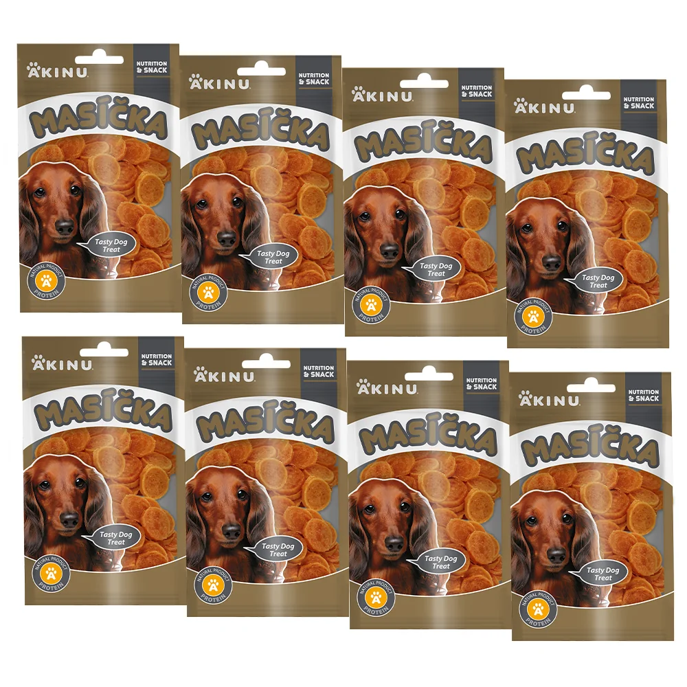 Akinu MASÍČKA Kuřecí chipsy pamlsek pro psy 8 x 75 g