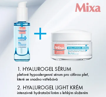 *SLEVA 10 % na společný nákup produktů Mixa Intenzivní hydratační péče 50 ml a Mixa Hyalurogel Sérum pro intenzivní hydrataci 30 ml *SLEVA 10 % na společný nákup produktů Mixa Intenzivní hydratační péče 50 ml a Mixa Hyalurogel Sérum pro intenzivní hydrataci 30 ml