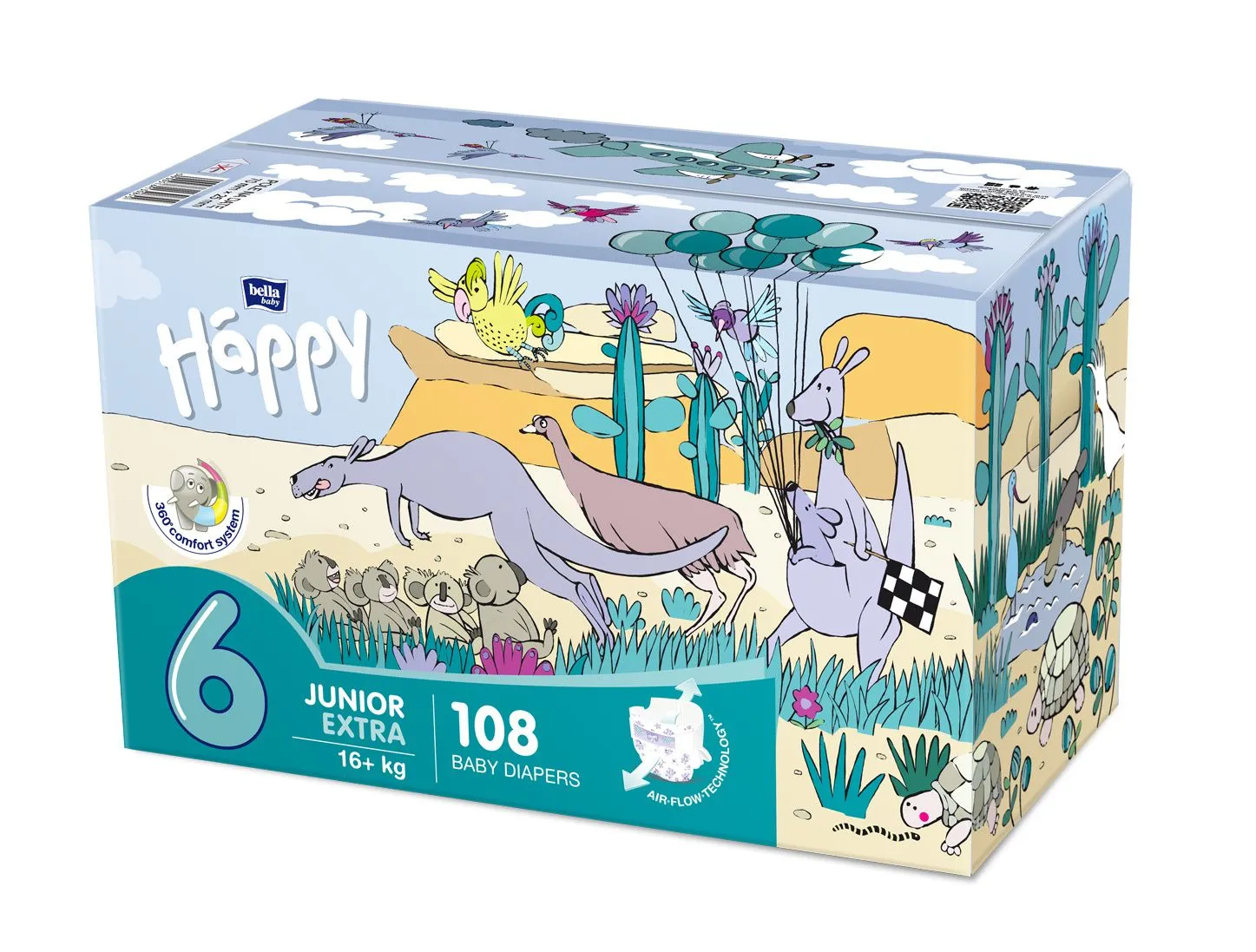 Bella Baby Happy Junior Extra 16+ kg dětské plenky box 2x54 ks