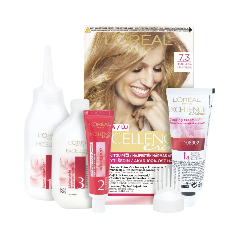 Loréal Paris Excellence Creme odstín 7.3 blond zlatá barva na vlasy