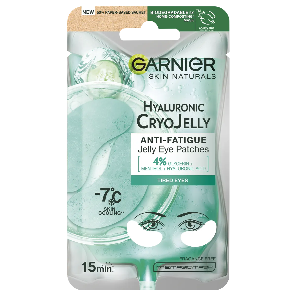 Garnier Skin Naturals Hyaluronic Cryo Jelly oční textilní maska s chladivým efektem 5 g