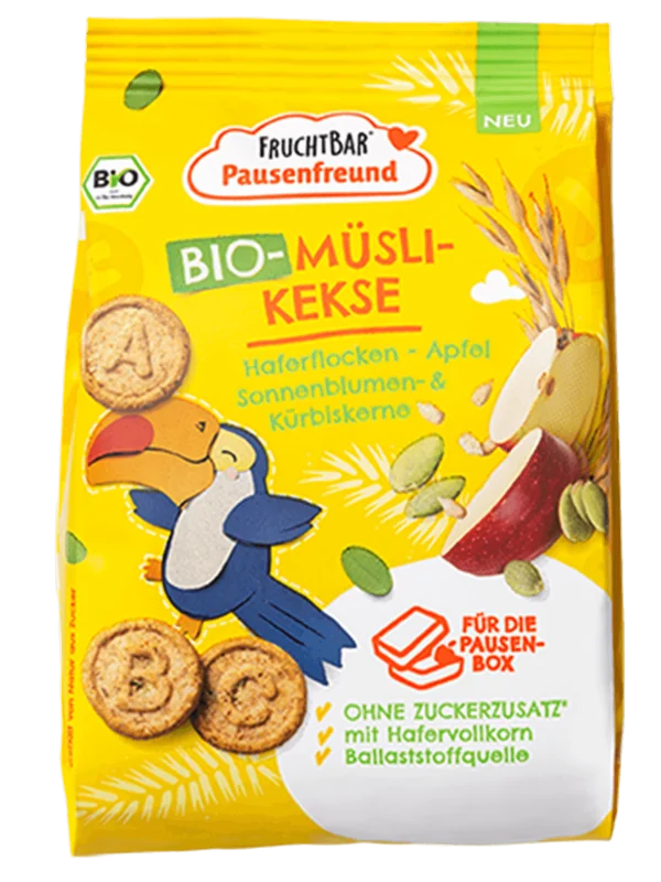 FruchtBar BIO Ovesné müsli sušenky s jablkem a dýňovými semínky 100 g
