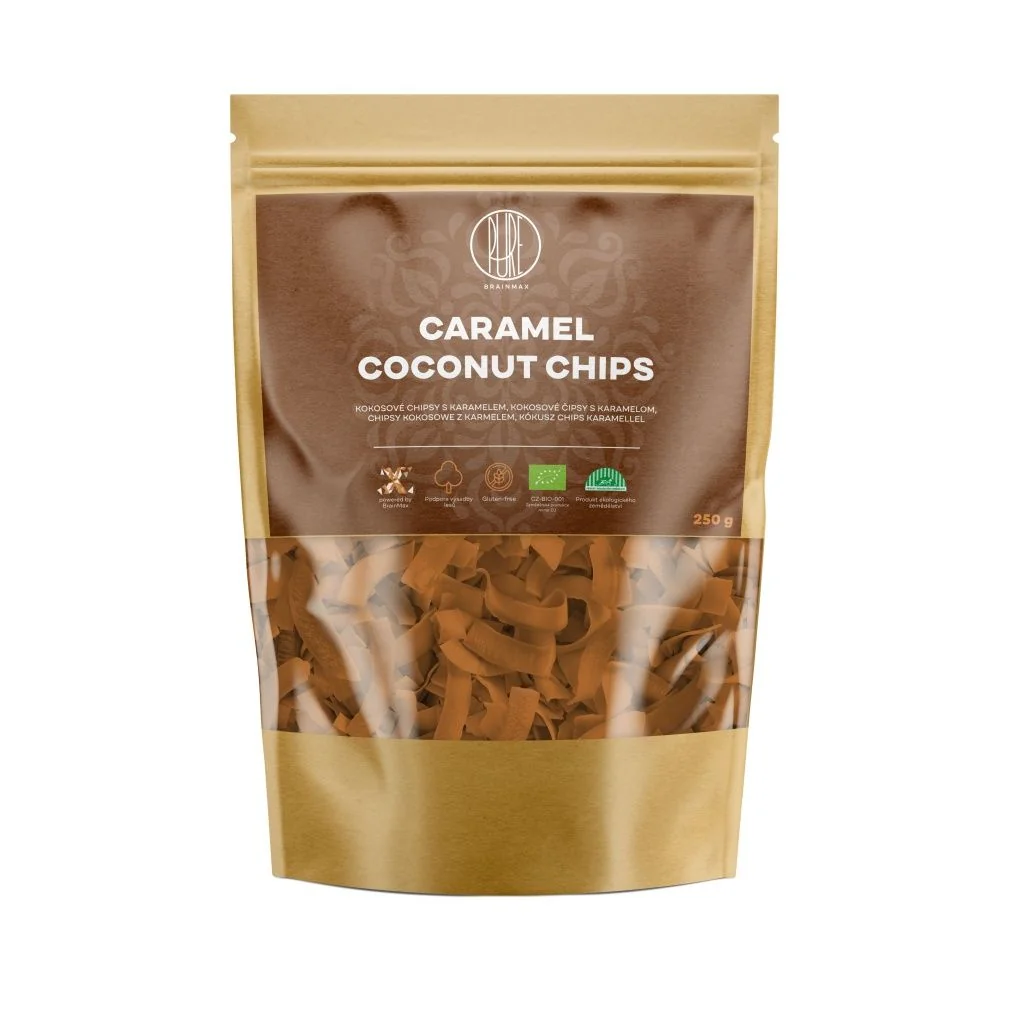 BrainMax Pure Kokosové chipsy v karamelu BIO 250 g