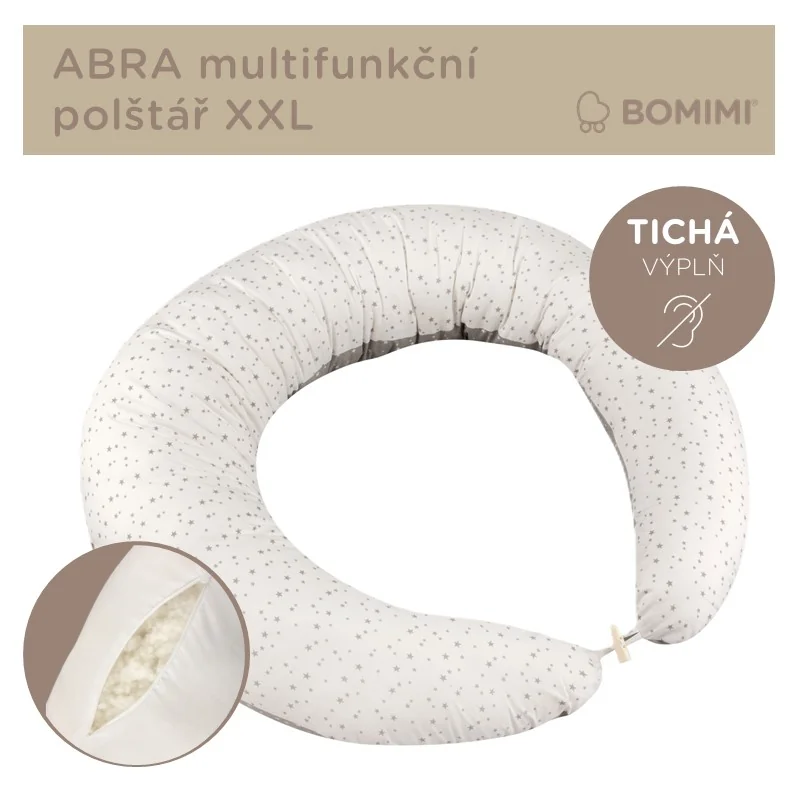 Bomimi ABRA multifunkční polštář XXL, HVĚZDIČKY bílá/šedá