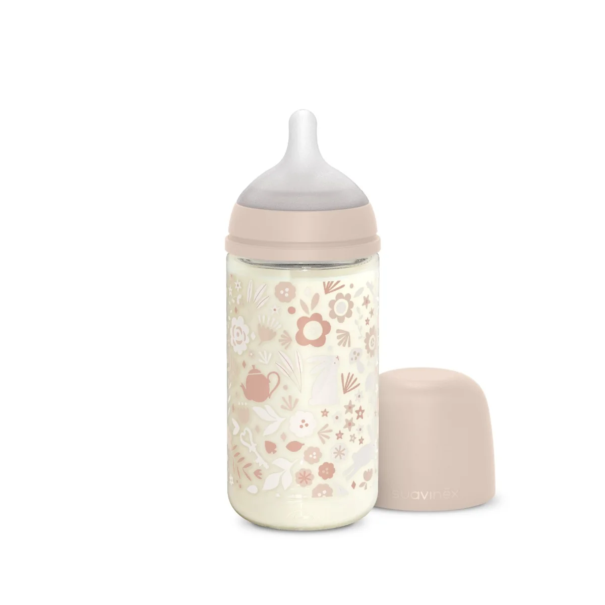 Suavinex Wonderland Skleněná láhev fyziologická SX PRO průtok M 3m+ 240 ml 1 ks liberty růžová