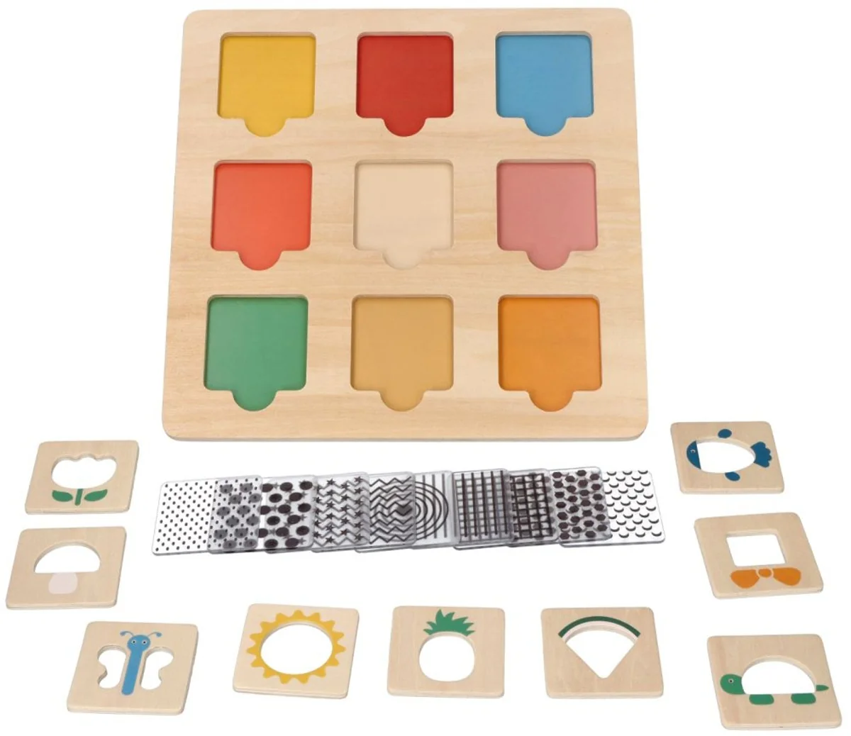 Adam Toys Dřevěná aktivní vkládačka/puzzle se vzory, přírodní