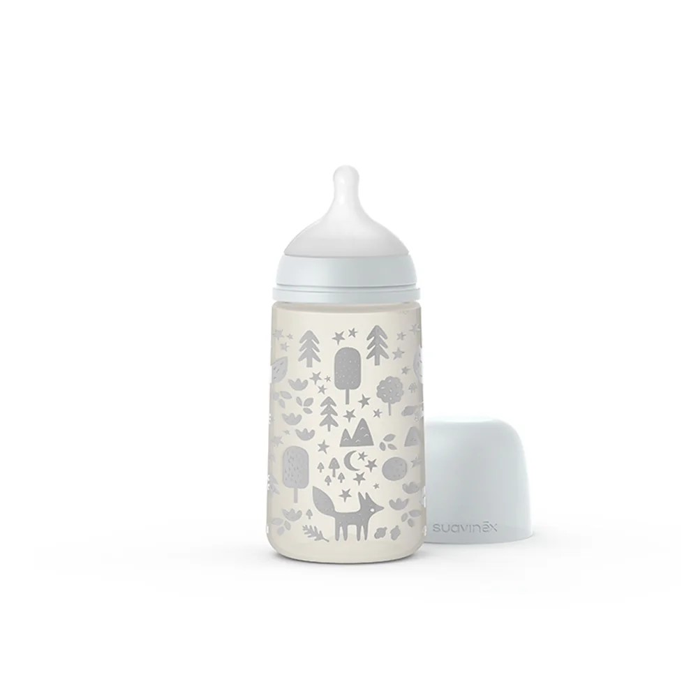 Suavinex Kojenecká fyziologická lahev M Fox stříbrná 270 ml