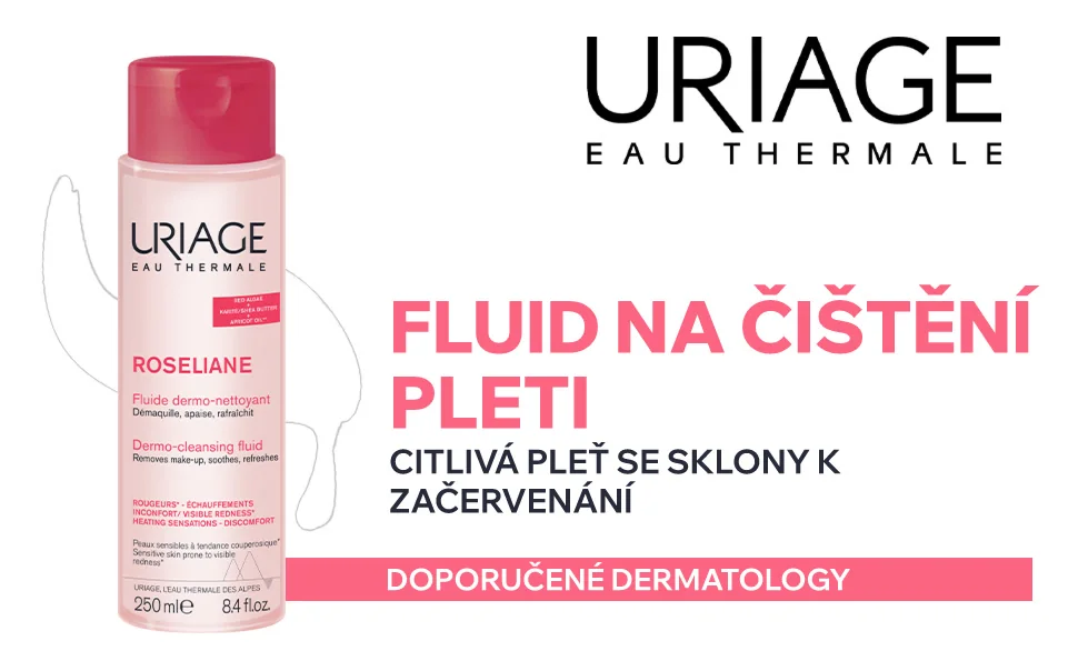 Uriage Roséliane Dermočisticí fluid pro citlivou pleť se sklonem k zčervenání 250 ml