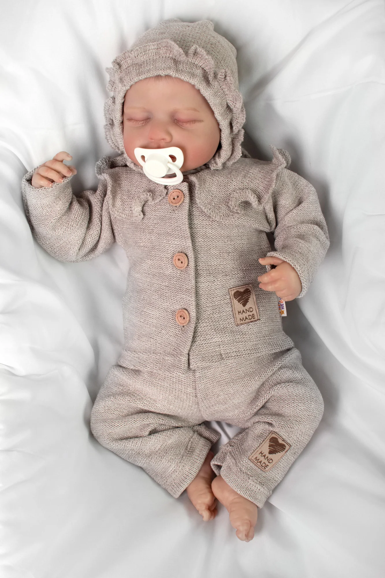 Baby Nellys Pletené kalhoty Hand Made Girl,béžové,56