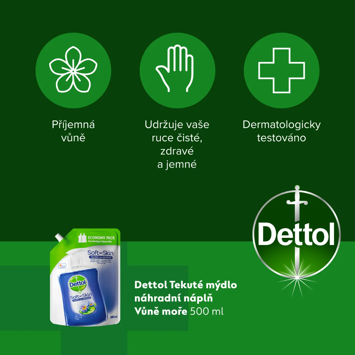 Dettol Tekuté mýdlo Vůně moře náhradní náplň 500 ml