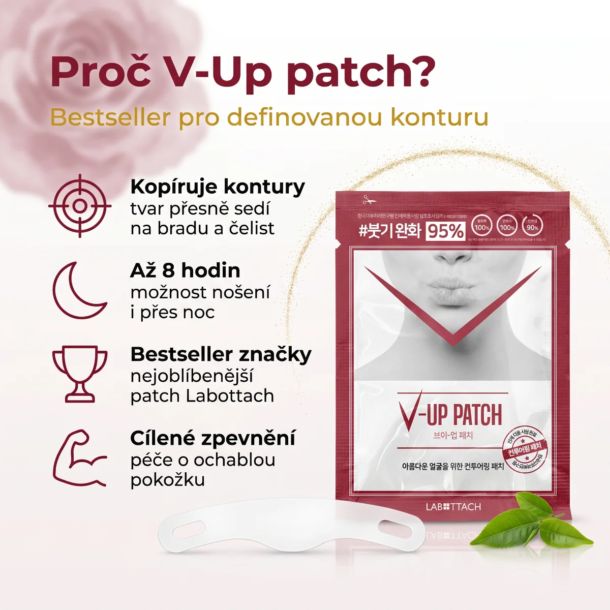 Wooshin Labottach V-Up Hydrogelové náplasti na zpevnění podbradku 2 ks