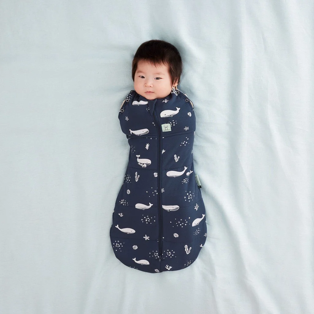ergoPouch Zavinovačka a vak na spaní 2v1 Cocoon Whale 0-3 m, 3-6 kg, 2,5 tog