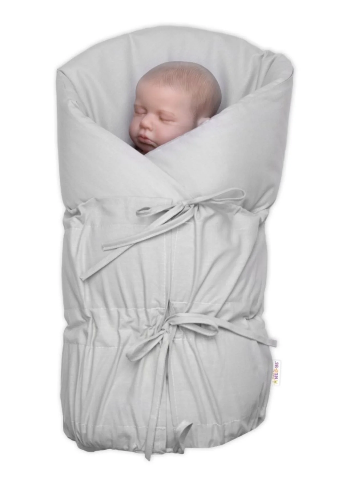 Baby Nellys Klasická retro zavinovačka NATURE šněrovací s výplní - šedá
