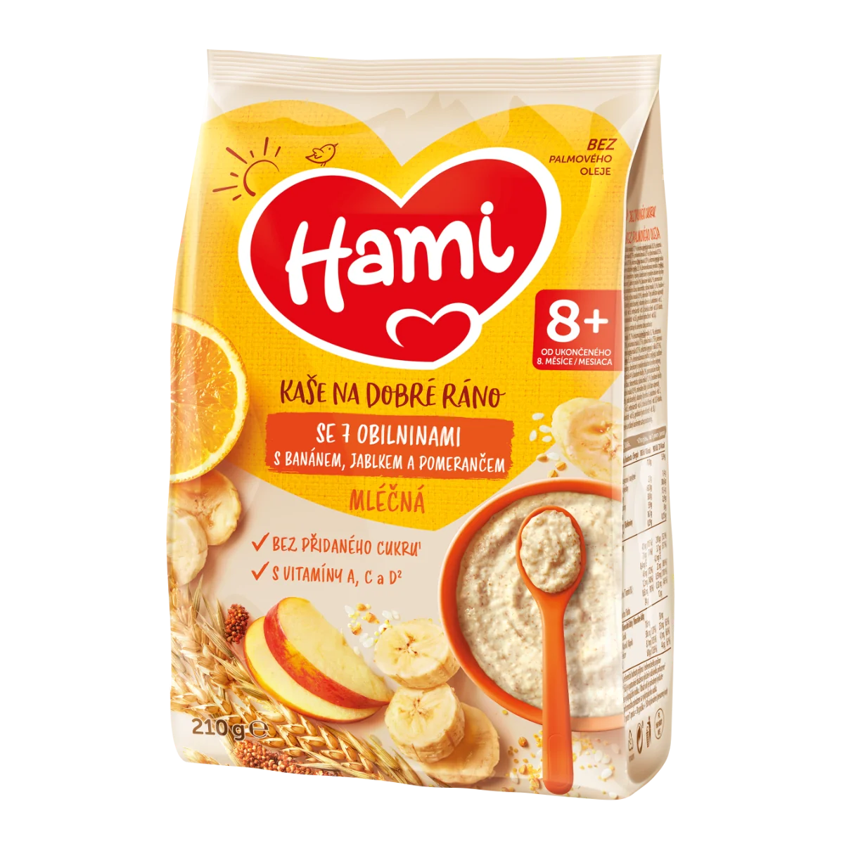 Hami Mléčná kaše na dobré ráno se 7 obilninami, jablkem, banánem a pomerančem 210 g