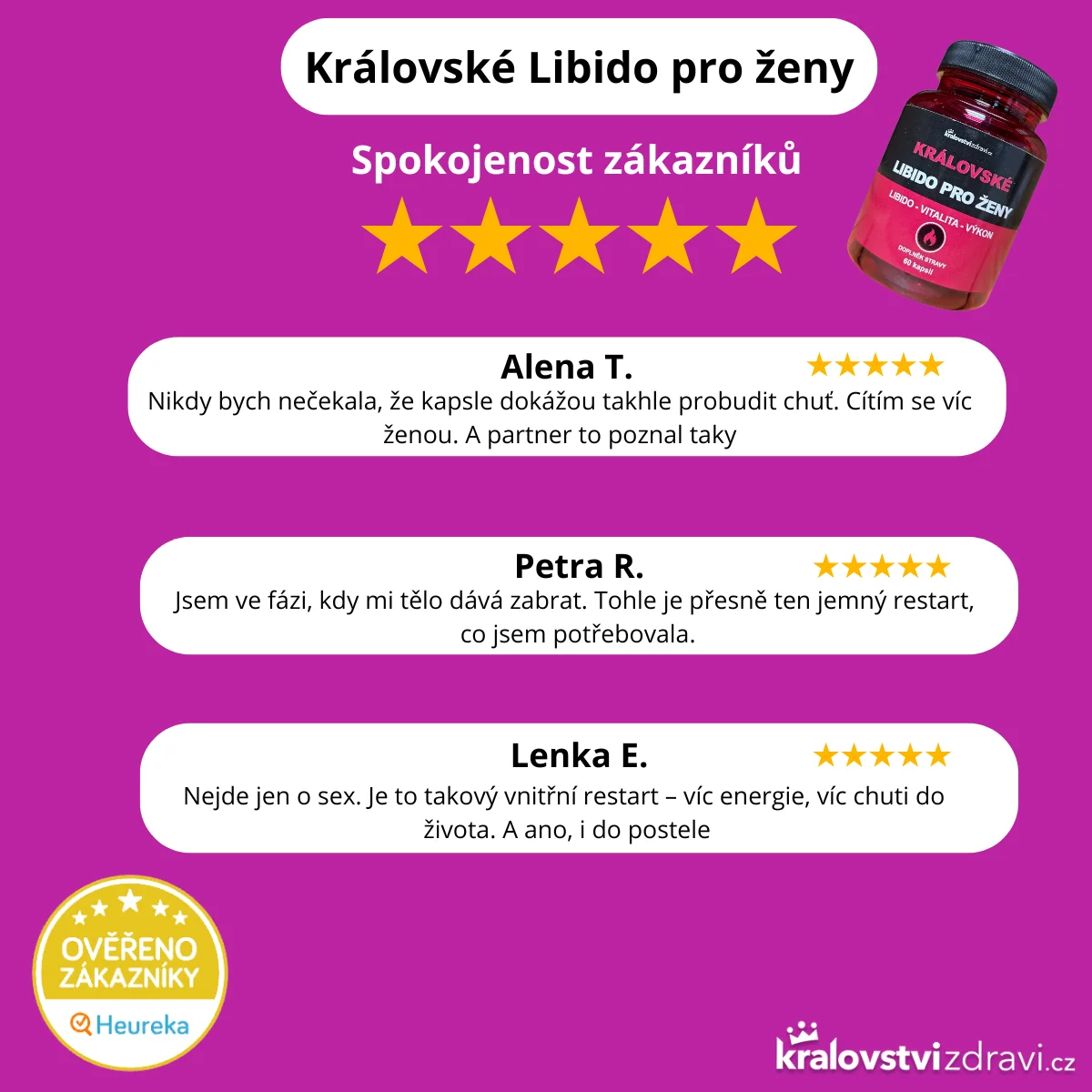 Království zdraví Královské Libido pro ženy, Maca 600 mg + Ženšen 100 mg, 60 kapslí