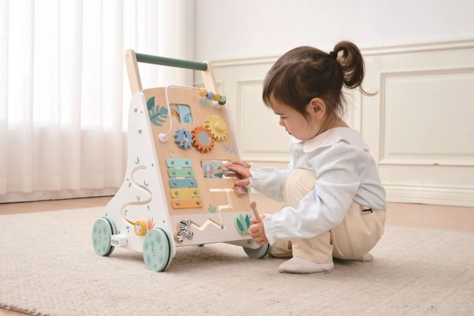 Lelin Dřevěné chodítko Montessori Džungle – Lelin