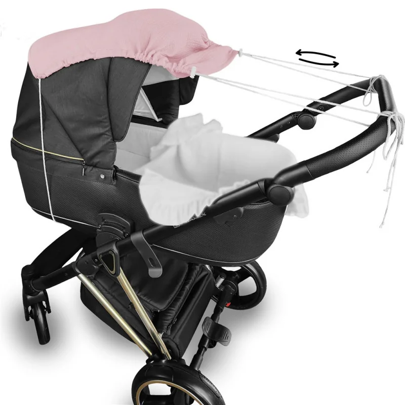 Baby Nellys Mušelínová sluneční stříška na kočárek NATURE - pudrově růžová