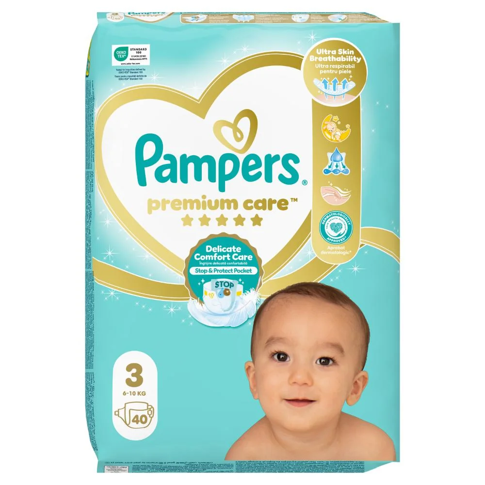 Pampers Premium Care vel. 3 6–10 kg dětské pleny 40 ks