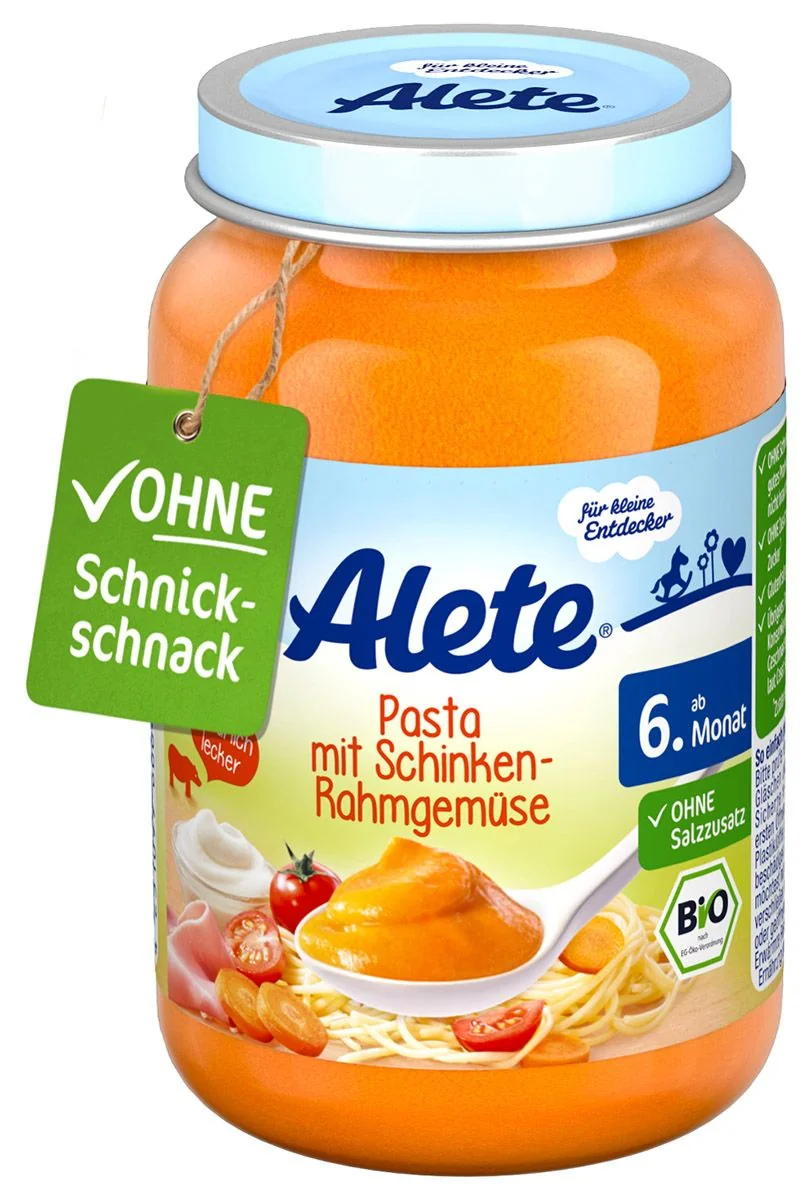 Alete BIO Příkrm zelenina + těstoviny + vepřová šunka 6m+ 190 g