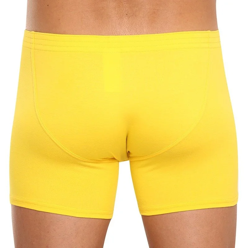 Styx Pánské boxerky long klasická guma žluté (F1068) XXL