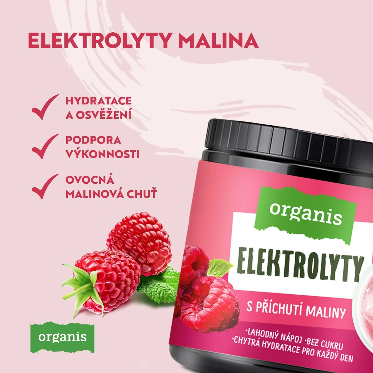 Organis Elektrolyty malina 60 dávek 314 g