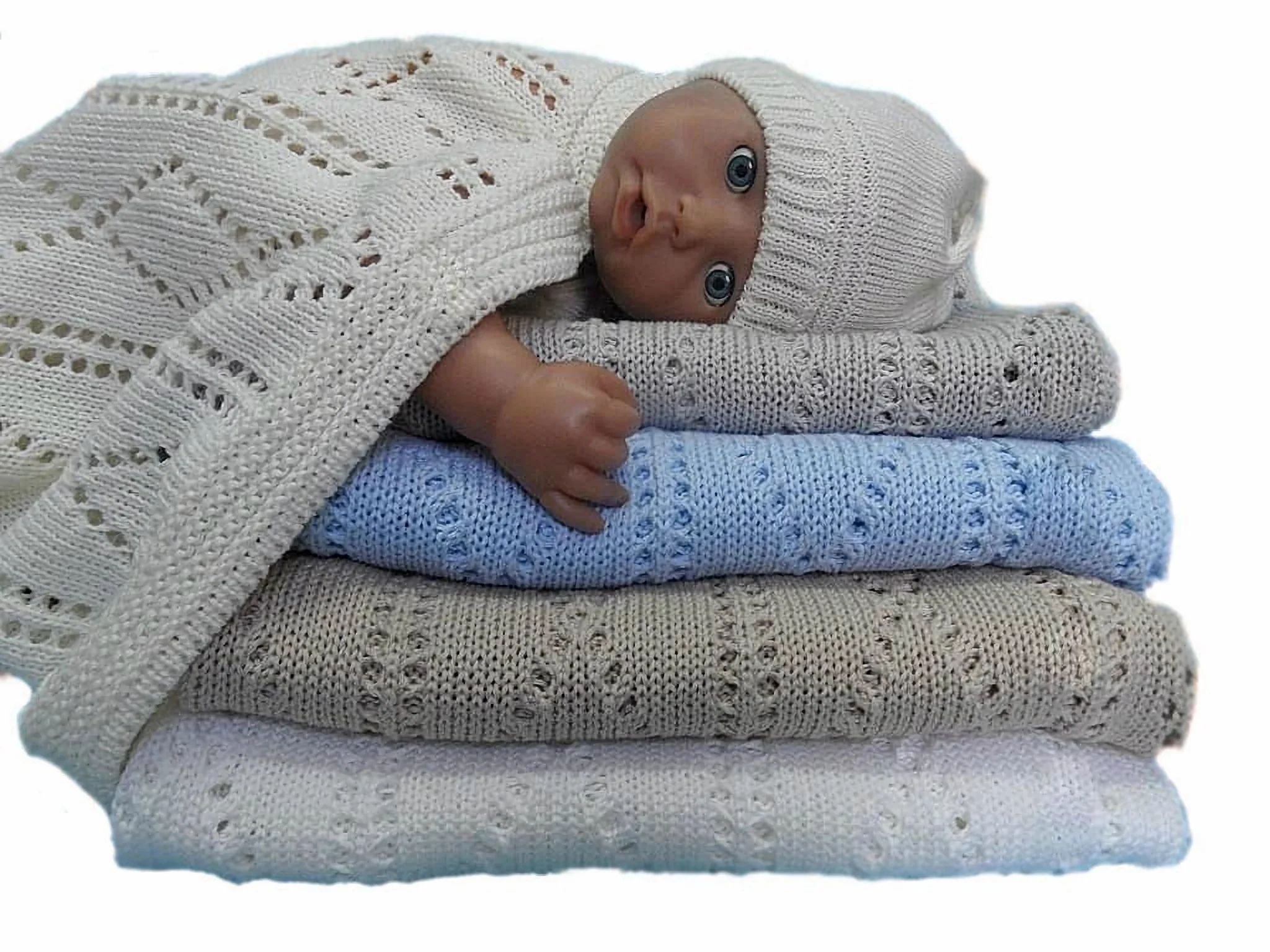 Baby Nellys Háčkovaná sada dečka s čepičkou - šedá