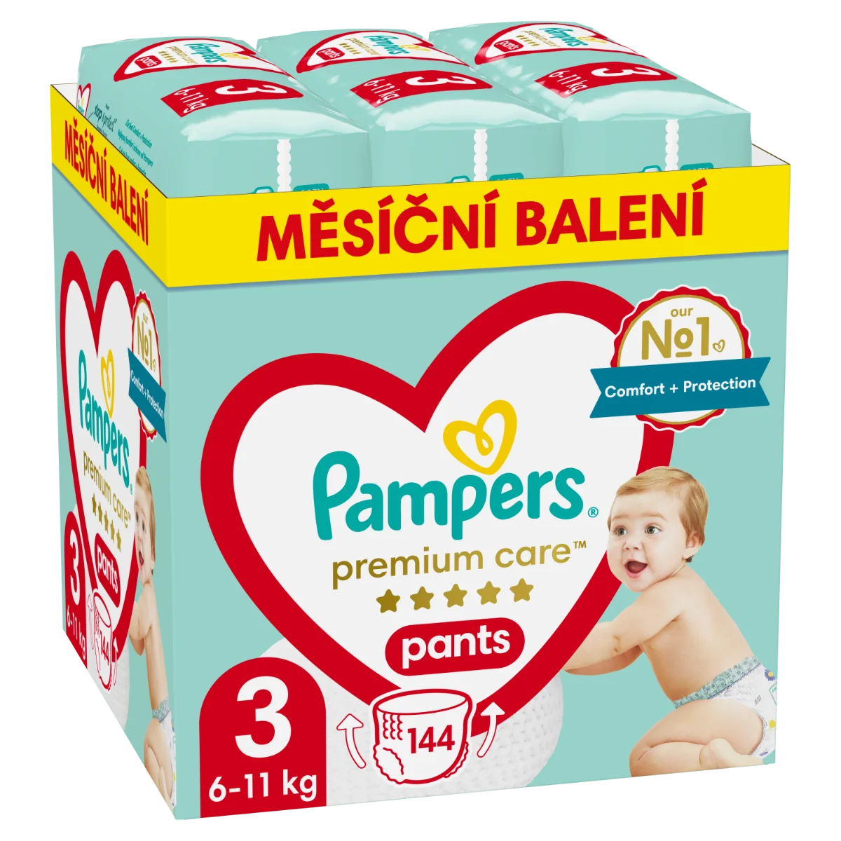 Pampers Premium Care Pants vel. 3 6–11 kg plenkové kalhotky 144 ks