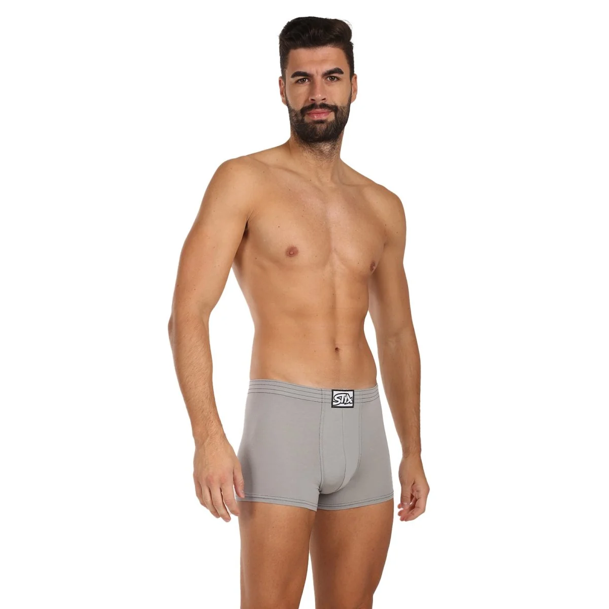 Styx Pánské boxerky klasická guma světle šedé (Q1062) L