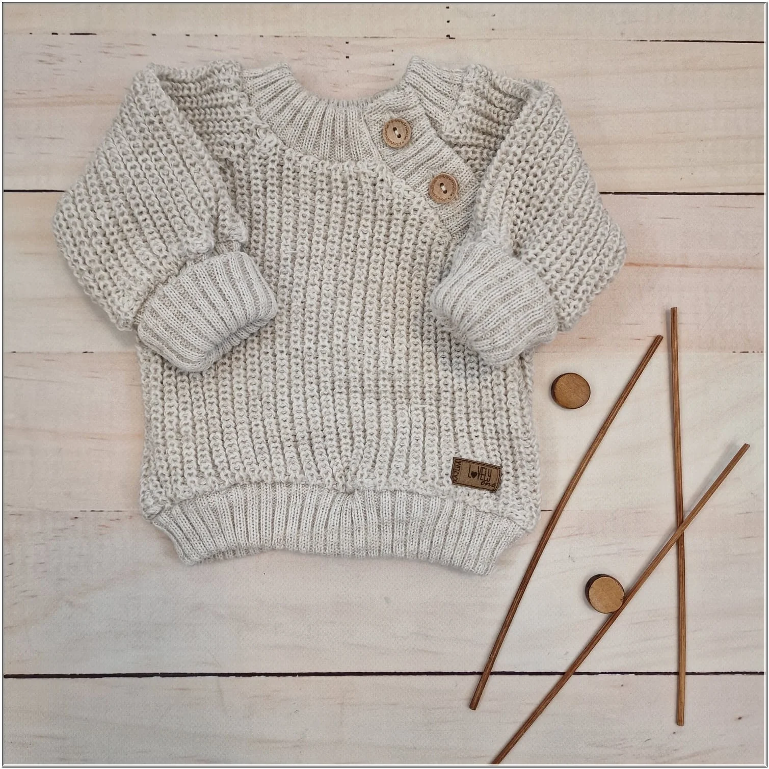 Kazum Pletený svetřík pro miminko s knoflíčky Lovely, vel. 56/62, sv. šedý