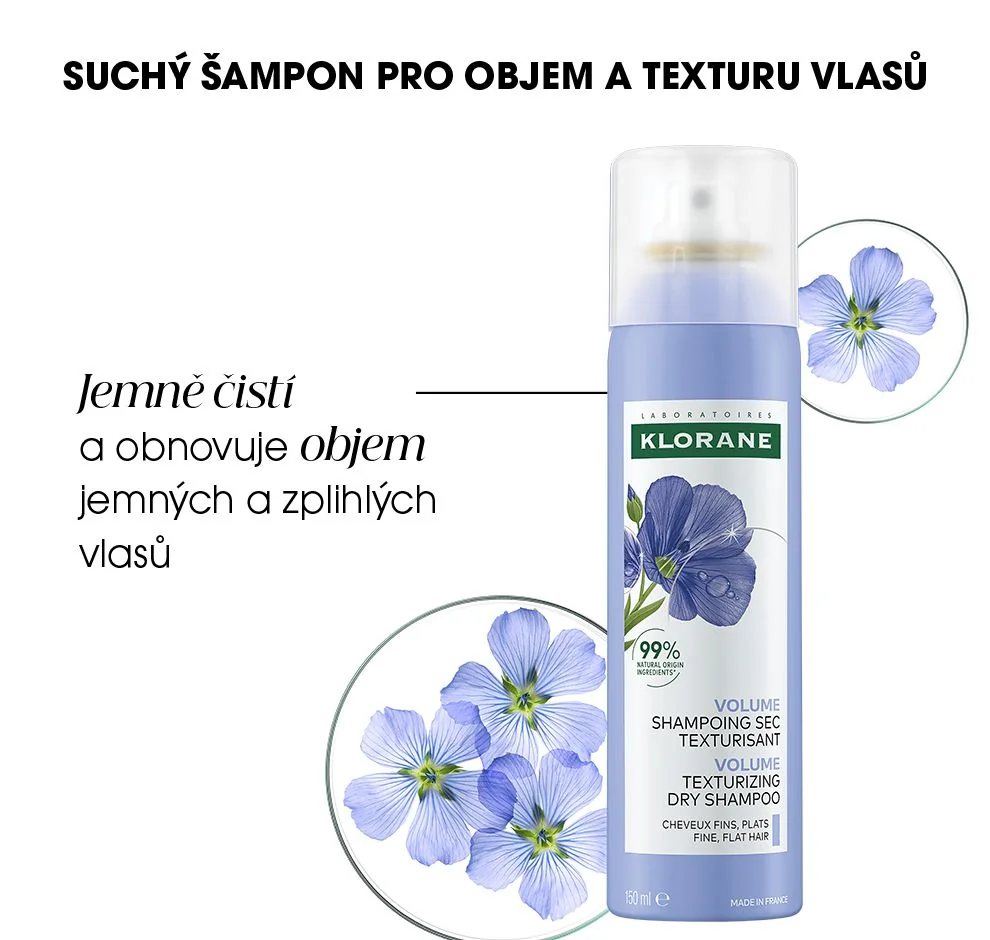 KLORANE Suchý šampon na objem a texturu vlasů 150 ml