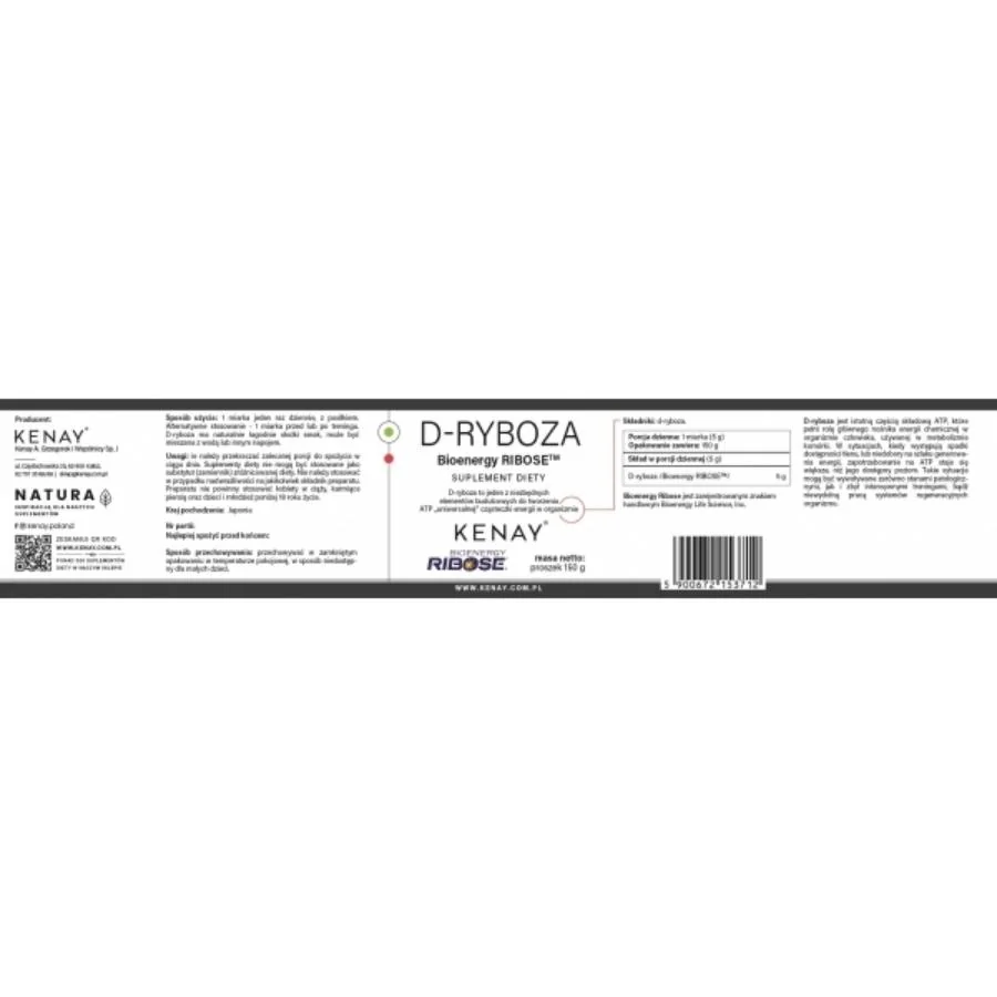 Kenay D-ribóza Bioenergy ribose 150 g