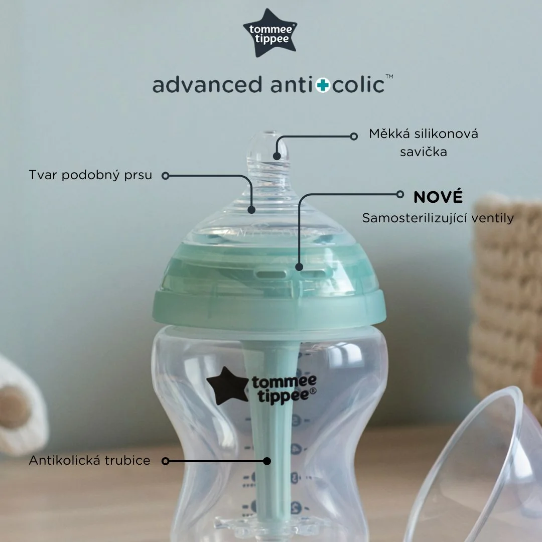 Tommee Tippee Advanced Anti-Colic Samosterilizační kojenecká lahev Pomalý Průtok 0m+ 260 ml 1 ks