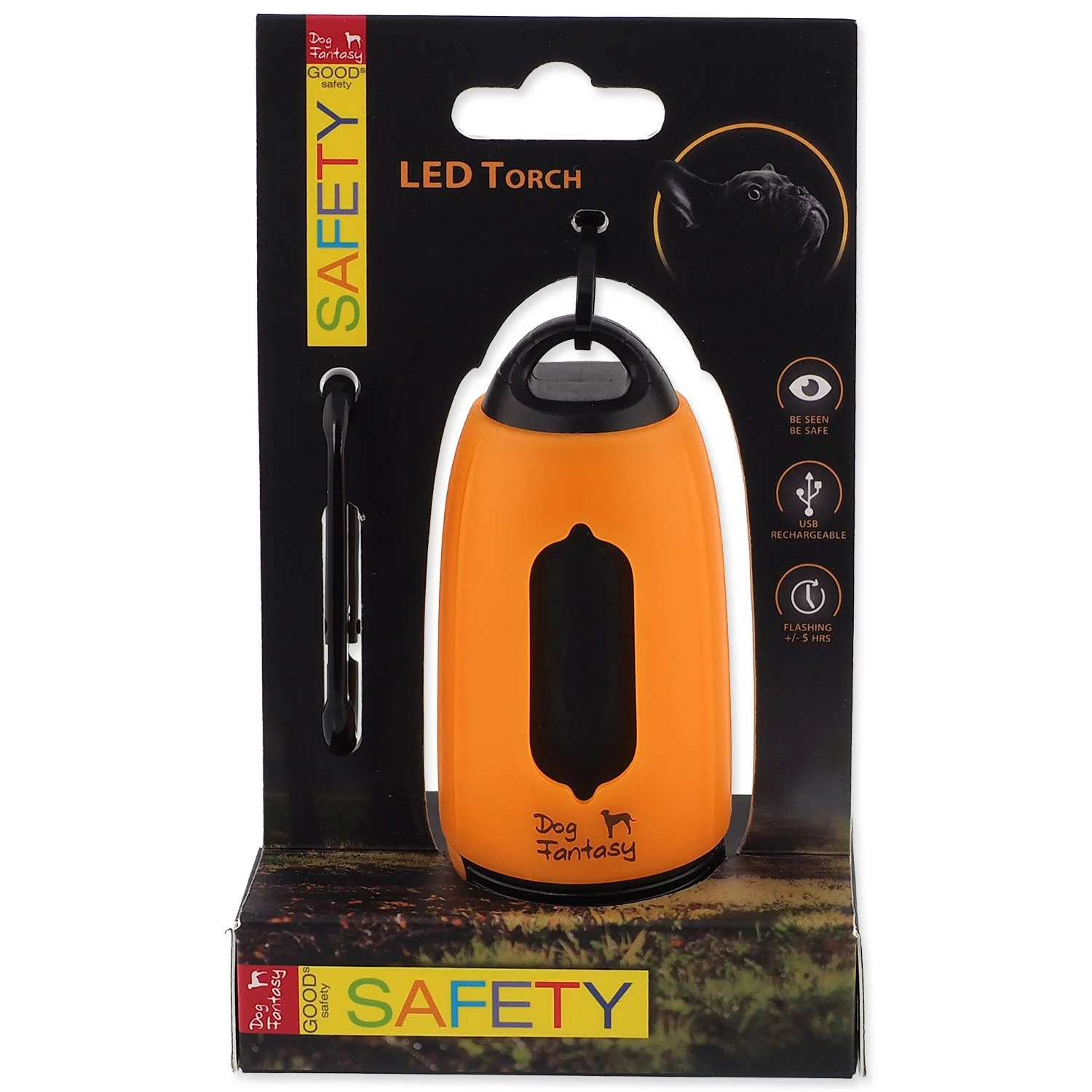 Dog Fantasy Baterka USB se sáčky na exkrementy oranžová