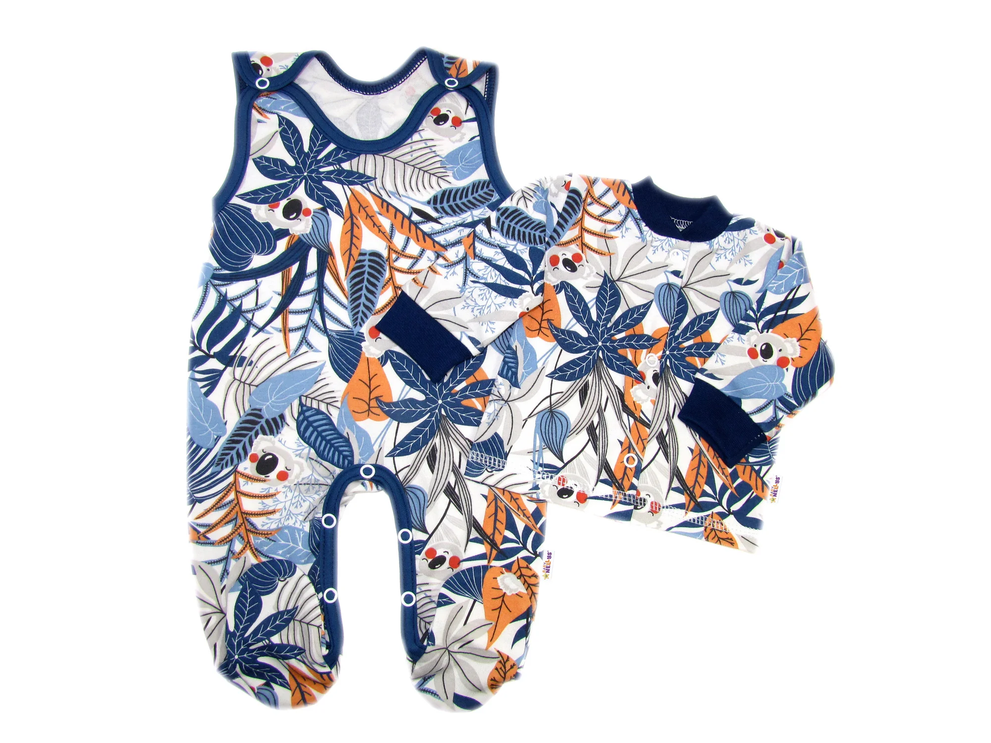 Baby Nellys 2D sada, bavlněné dupačky s košilkou Jungle, 62 