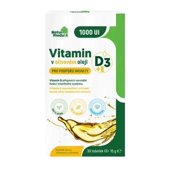 Naturprodukt Vitamin D + E v olivovém oleji 30 tobolek