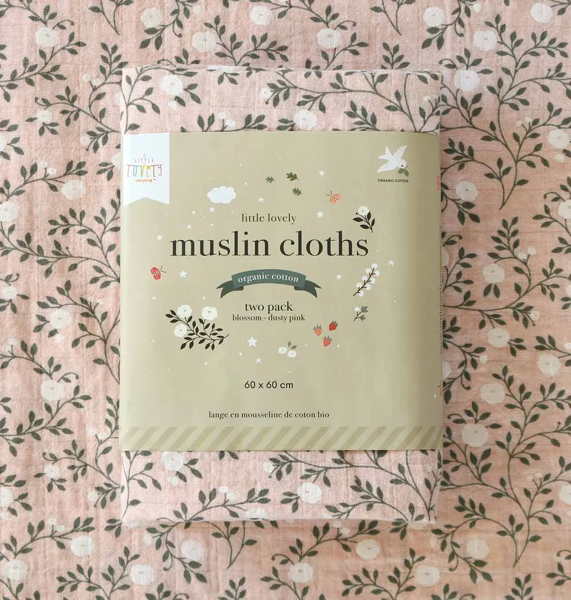 A Little Lovely Company Mušelínové plenky, blossom - dusty pink
