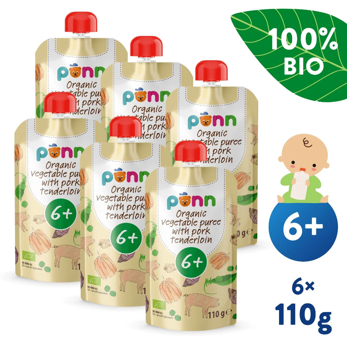 SALVEST Põnn BIO Vepřová panenka se zeleninovým pyré 6x110 g